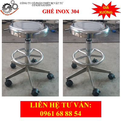 Ghế inox chân đặc có bánh xe model CKSG-9111