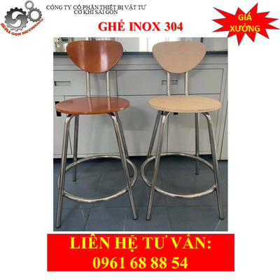 Ghế phòng thí nghiệm inox mặt gỗ model CKSG-9113