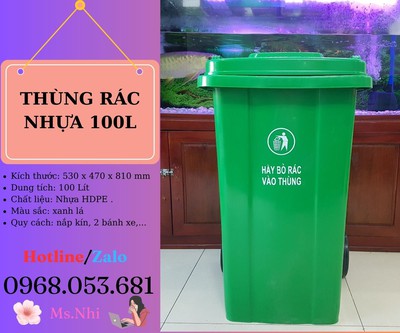 Thùng rác nhựa 100L nhập khẩu giá rẻ tại Gò Vấp