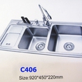 Chậu rửa bát Inox 2 hố có bàn C406