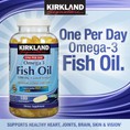 Fish Oil 1200mg Omega 3 Dầu cá của Kirkland Signature từ Mỹ bổ trí não, sáng mắt, 1v mỗi ngày, hũ 180 viên nang mềm