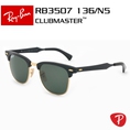 Mắt kính nam/nữ Ray Ban Clubmaster Aluminum Brushed Black /Green Polarized RB 3507 136/N5 49mm