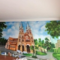 Vẽ tranh tôn giáo Tranh tường 3D Nhà thờ Đức Bà Sài Gòn