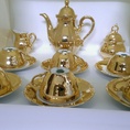 Giao lưu hàng đẹp, bộ ấm chén Bavaria mạ vàng 22KARAT