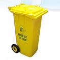 Thùng rác y tế 240l màu vàng, thùng rác đạp chân màu vàng dùng trong bệnh viện, thùng rác660l
