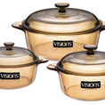 Bộ nồi thủy tinh Visions VS 332 3 nồi, loại trung