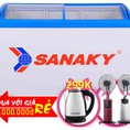 Tủ Đông Mát Cửa Kiếng Lùa Sanaky 432 Lít Vh 602kw Nhôm R134a Kem