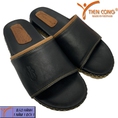 Dép nam quai ngang da bò Tiến Công doctor bền đẹp màu đen TCF1034