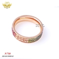 Nhẫn tay titan viền đá ngũ sắc 750