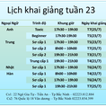 Trung tâm atlantic bắc ninh cập nhật lịch khai giảng tuần 23