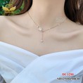 Dây chuyền titan mặt hoa cúc mix đá thả dài 1290