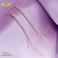 Bông tai titan 2 dây đá thả dài 983