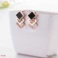 Bông tai titan 3 mặt vuông đen 456
