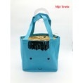 Túi đựng cơm giữ nhiệt hình mặt cười màu xanh dương loại dày tốt GD010