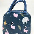 Túi đựng đồ ăn trưa đi làm giữ nhiệt màu xanh navy in hạc hồng GD016