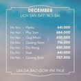 Bảng giá vé máy bay trong tháng 12 này