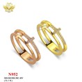 Nhẫn tay titan 2 tầng măt T đá 952