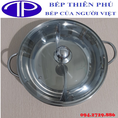 Nồi lẩu inox tròn 2 ngăn dành cho nhà hàng quán ăn giá rẻ