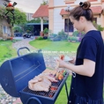 Bếp nướng than hoa, bếp nướng ngoài trời, dùng cho gia đình, tiệc Barrell, CK350