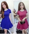 Đầm xòe viền trắng, cổ đính hạt TMS XĐH
