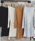 Đầm len dây bẹc vai buộc eo