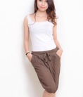Quần ngố nữ vải lanh, cotton, 2 đường gân, rằn ri