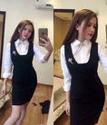 Set áo sơmi đầm yếm đen Giá quà tặng: 170.000