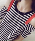 Đầm sọc cut out viền vai cao cấp Thời trang Ngọc Trân