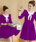Đầm nơ phối màu