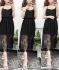 Đầm Cát Hàn Phối Voan Ren Phong Quân