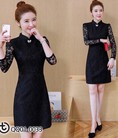 Đầm body ren cổ tàu tay dài ren 2 lớp Thời trang sỉ Phong Quân