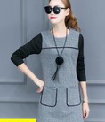 Đầm thun nỉ tay dài phối 2 túi