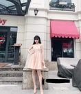 Đầm ren dáng xòe vai lưới dáng dài