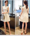 Đầm kim tuyến phối ren cổ tàu