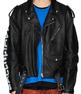 Áo khoác da nam Balenciaga Logo Sleeve Motorcycle