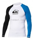 Áo Bơi Nam Dài Tay Quiksilver Chui Đầu Trắng Tay Xanh/Đen