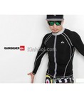 Áo Bơi Nam Dài Tay Quiksilver Kéo Khoá Đen Chỉ Trắng