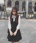 Đầm yếm cổ nơ phong cách hàn quốc