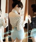 Áo sơ mi chấm bi khoét vai Helen