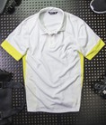 Áo thun có cổ nam màu trắng viền vàng BRIOPT004