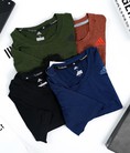 Áo cổ tròn dáng thể thao nam Ads VNXK chất poly mốc muối tiêu, co giãn cực thích