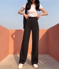 Quần nữ ống rộng lưng cao kiểu suông Hàn Quốc cao cấp