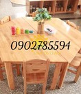 Bàn ghế gỗ cao su cho trẻ mầm non montessori