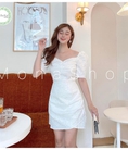 Váy dự tiệc đầm nữ thiết kế trắng xoè thắt dây ngực sang trọng