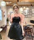 Đầm nữ váy dự tiệc cổ tròn tay phồng dáng xoè có nơ ngực sang chảnh cao cấp