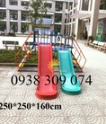 Cầu trượt máng đôi, máng đơn composite cho bé