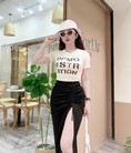 Sét váy rời Croptop mix với chân váy xẻ tà rút dây sang chảnh