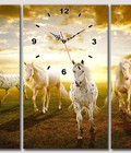 Hình ảnh: Compo 3 bộ tranh nghệ thuật đồng hồ con ngựa