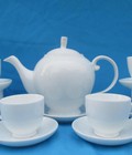 Hình ảnh: Bộ ấm chén Bát Tràng Camellia trắng cao cấp