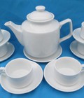 Hình ảnh: Bộ ấm chén Bát Tràng in logo vuông Ck